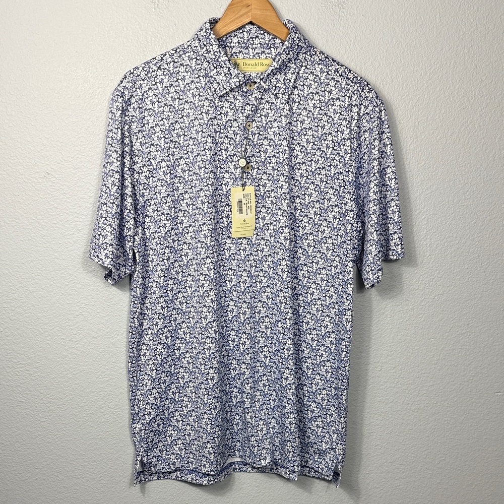 NWT Donald Ross Blue Floral Polo